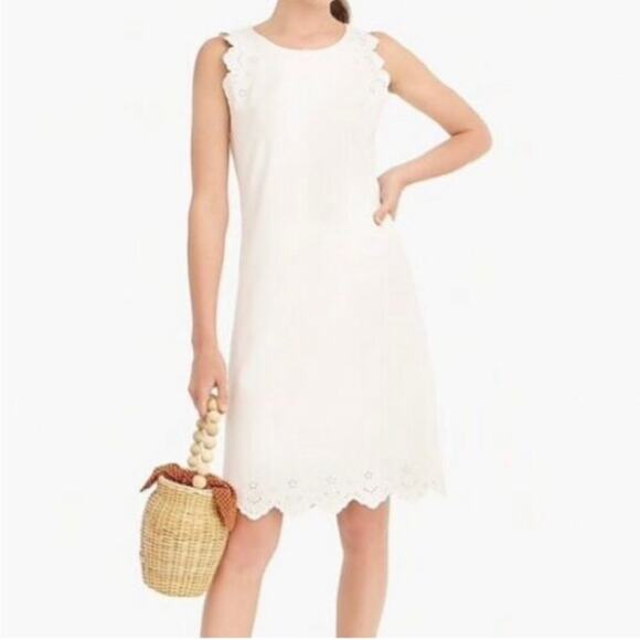J Crew‎ Sleeveless Knit Dress With Eyelet Trim White Size S - Picture 1 of 11